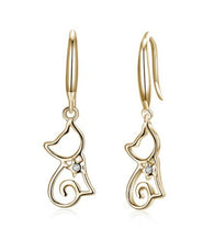Load image into Gallery viewer, 925 Silver Cat Zircon Earrings Female Crystal from Swarovskis Sweet cute earrings 2 Colors Fit Female and girls Fashion jewerly